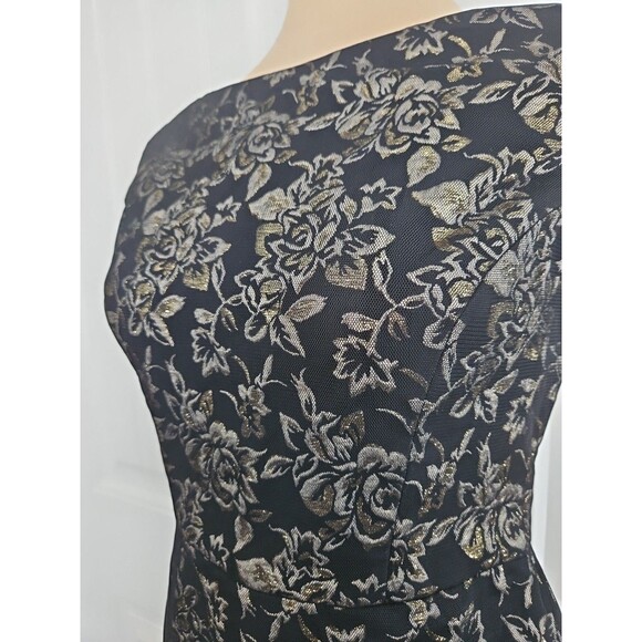 Vera Wang Black & Gold Metallic Brocade Party Cocktail Dress Size 2 Gorgeous! - Picture 4 of 16